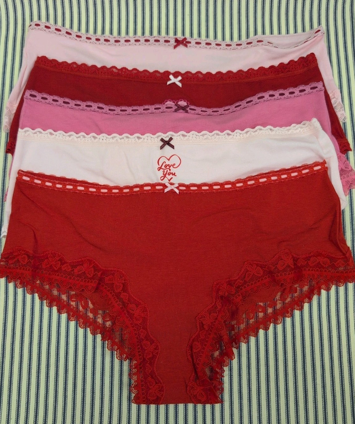 New Without Tags Victoria Secret Victoria’s Cheeky Cotton Bow Lace Large 5Pk