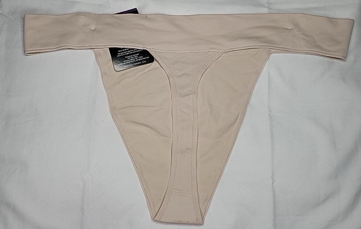 Maidenform Women’s Seamless Comfort Waistband Thong Panty, SandShell Size-2XL