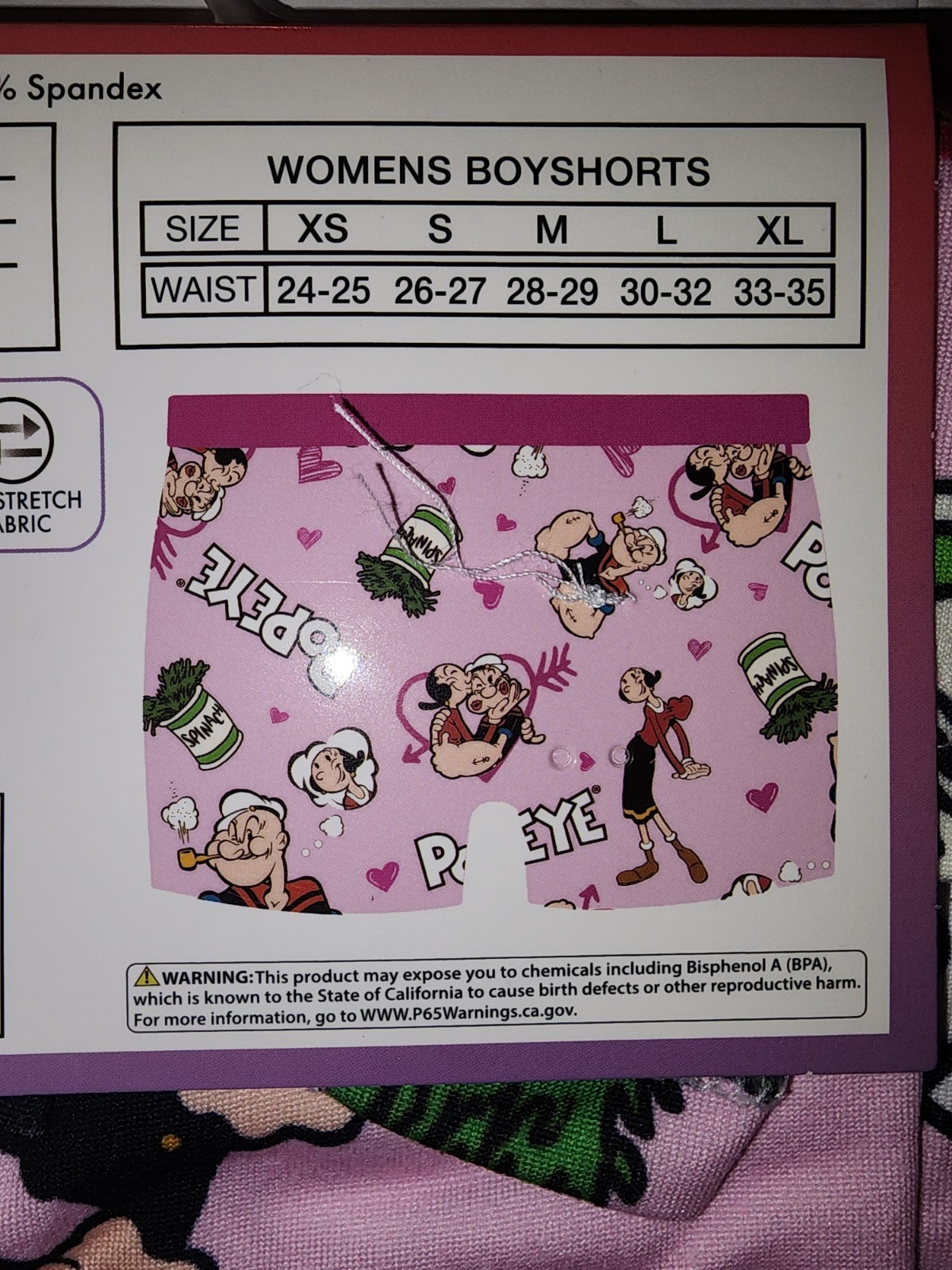 New Popeye Women’s Boy Short Size Large 30-32
