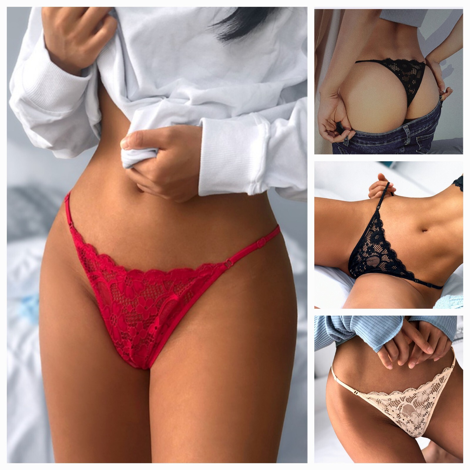 Women Floral Sexy Lace Panties Lingerie G-String Underwear Thong Hollow Out