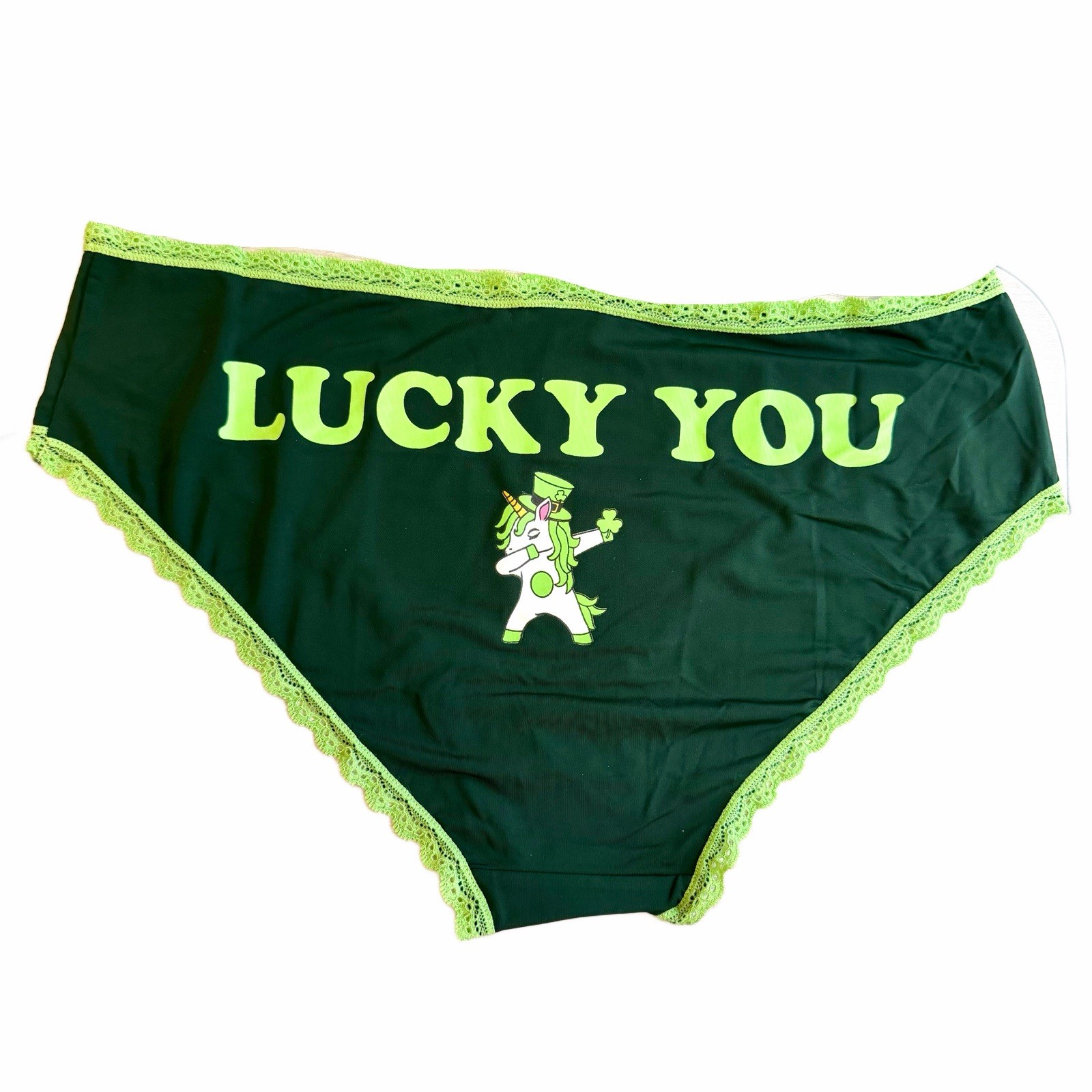 Splendies Bikini Panties Size 3X St. Patrick’s LUCKY YOU Lace Trim Underwear NWT