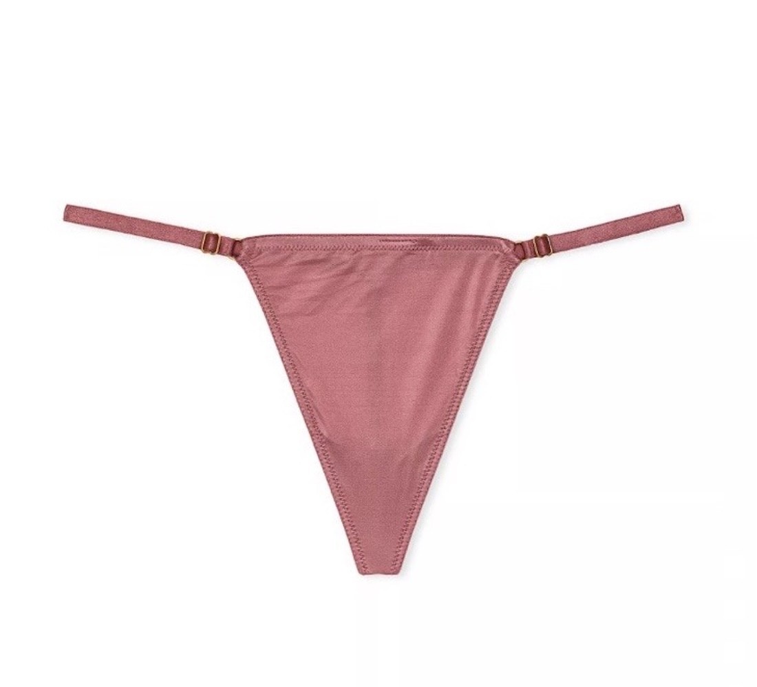 Victoria’s Secret Ring Hardware Adjustable V-String Panty Vintage Rose Sexy Nwt