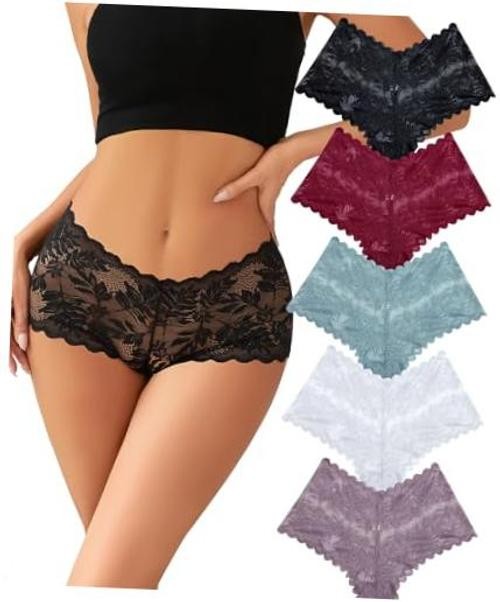 Women’s Underwear Medium A 5 Pack(black*1 White*1 Red*1 Light Blue*1 Khaki*1)