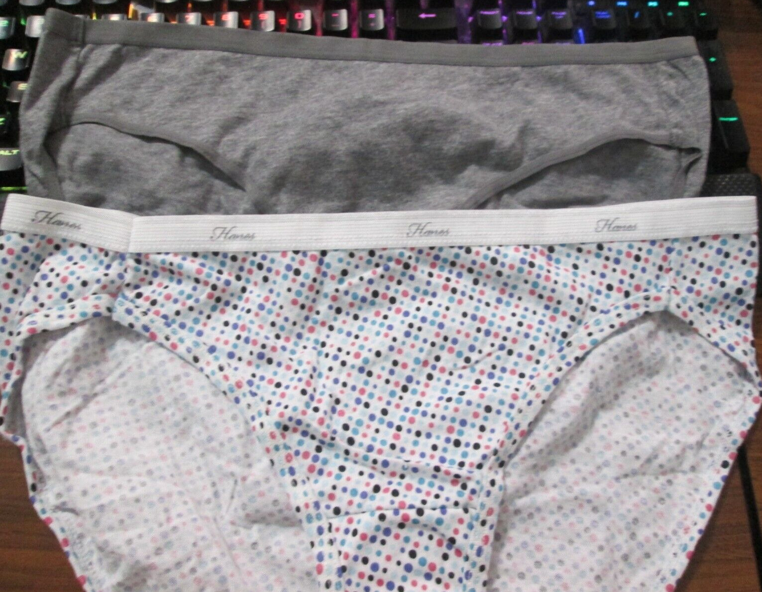 New Hanes & Auden Bikinis💕 Size 6 White Print + Gray Heather 100% Cotton