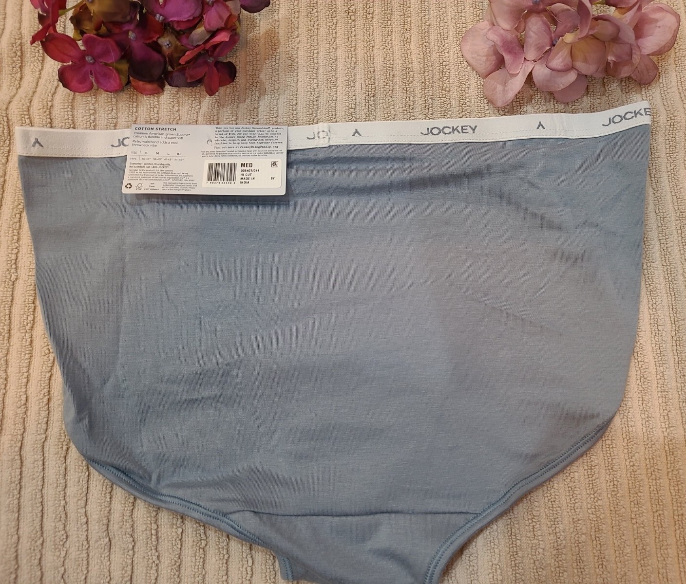 JOCKEY GENERATION Logo Laserbond Supima Cotton Blue Hi Cut Panty Panties 6/M