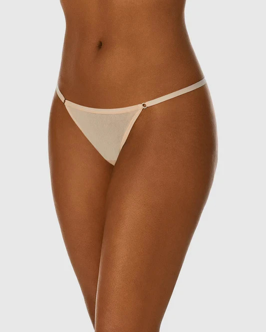 On Gossamer Women’s Mesh String Thong, Champagne, Size M/L 0441