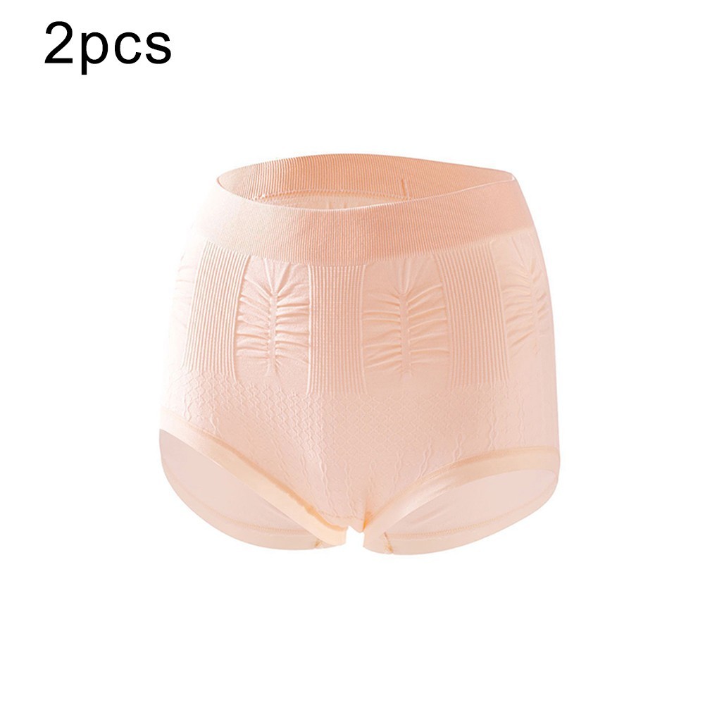 2 Pack Women Seamless Underwear High Waist Plus Size Nylon Spandex Blend
