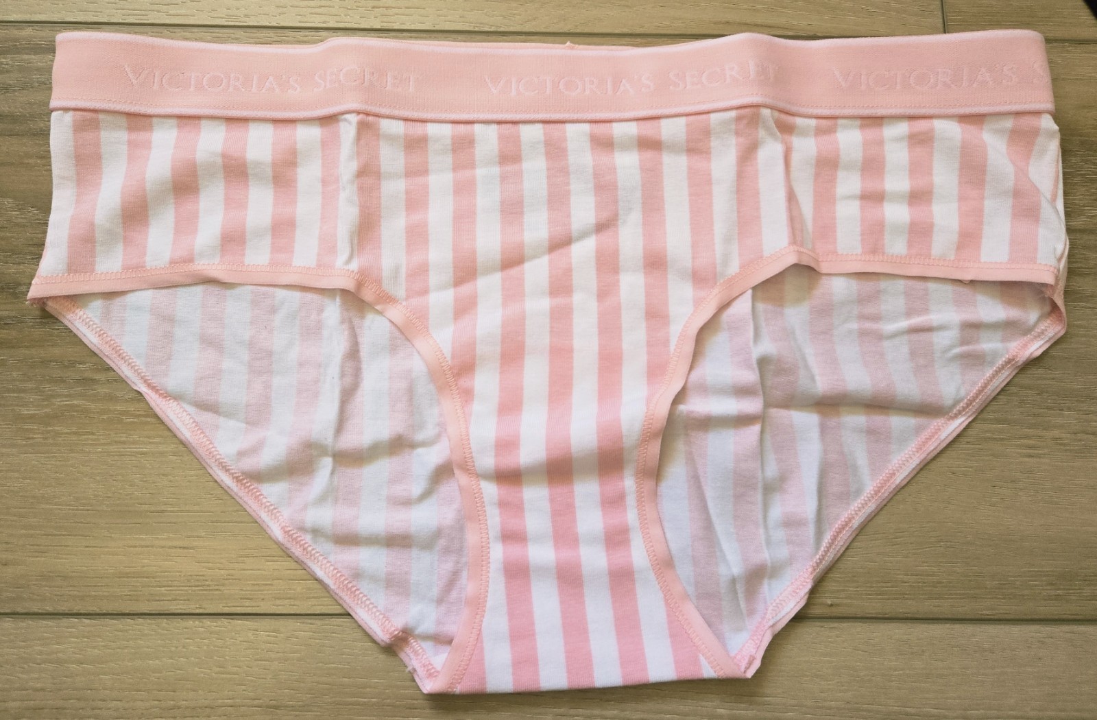 NWT Victoria’s Secret Striped Cotton Logo Waistband Hiphugger Hipster Panties L