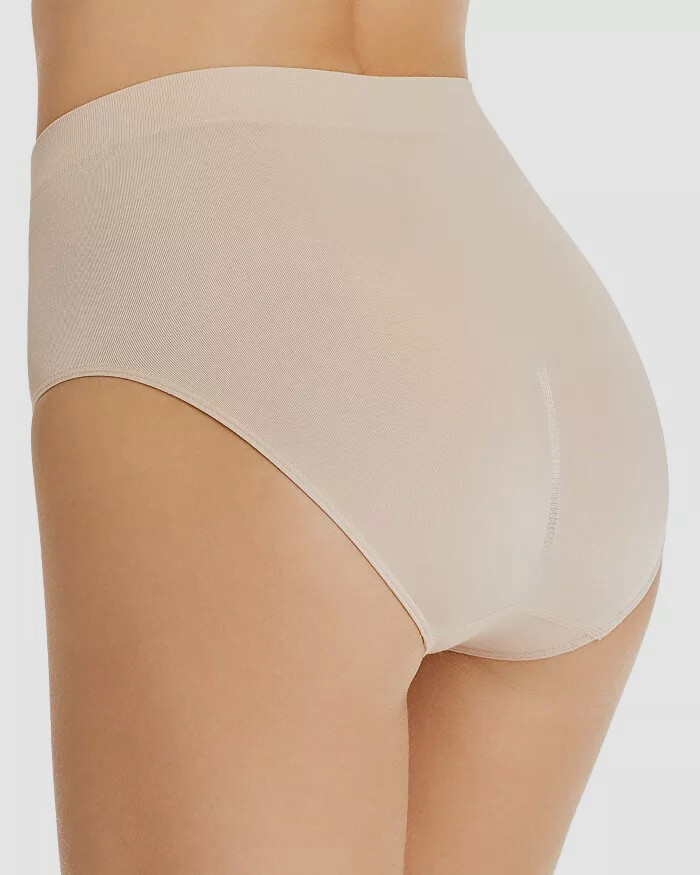 $15 Wacoal Women Beige B-Smooth Stretch High-Cut Brief Underwear Panty Size 5/S
