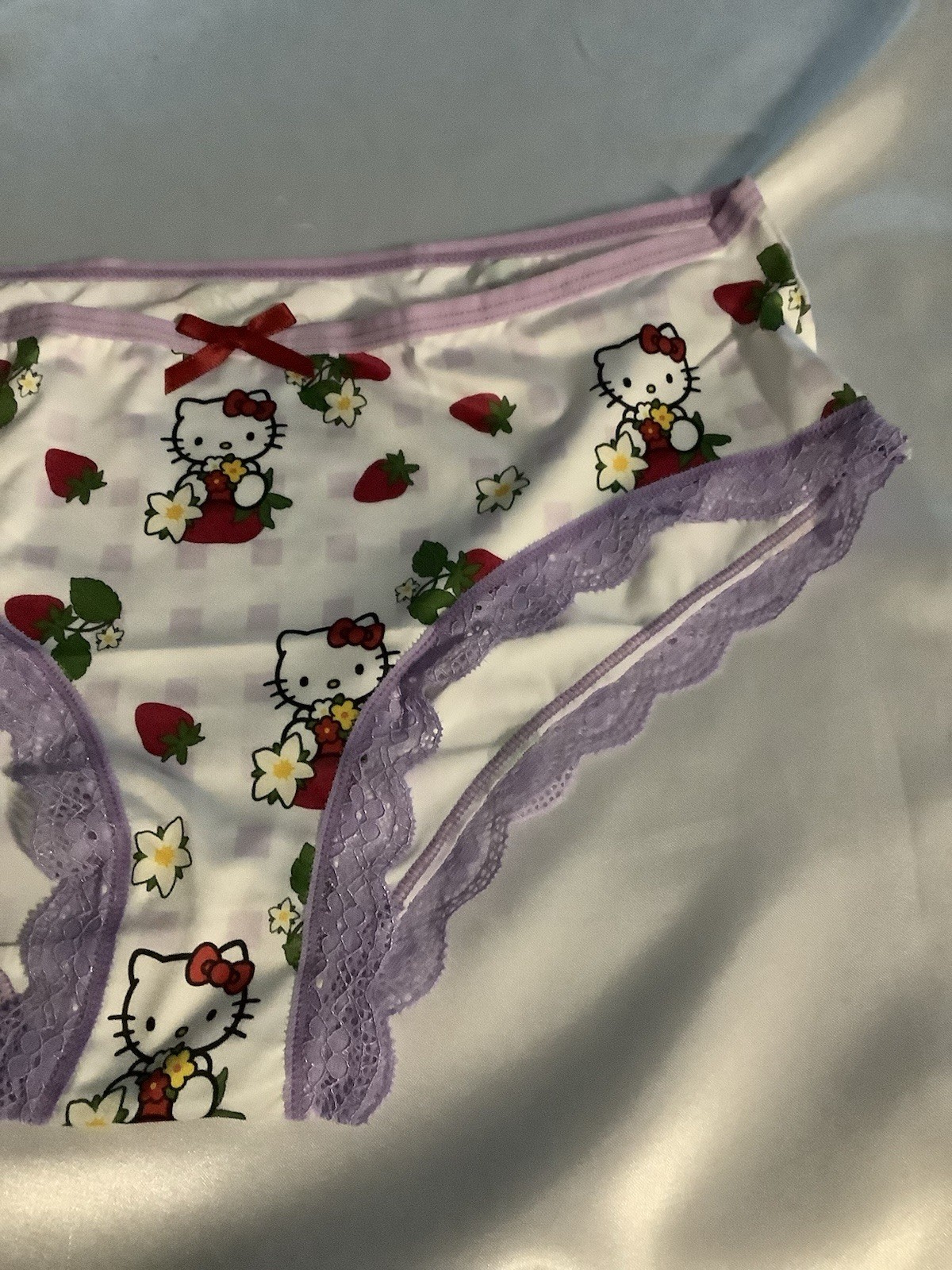 Women’s Teen Hello Kitty Brief Panties Cartoon Lace Kawai Pink Purple Blue 3pk L