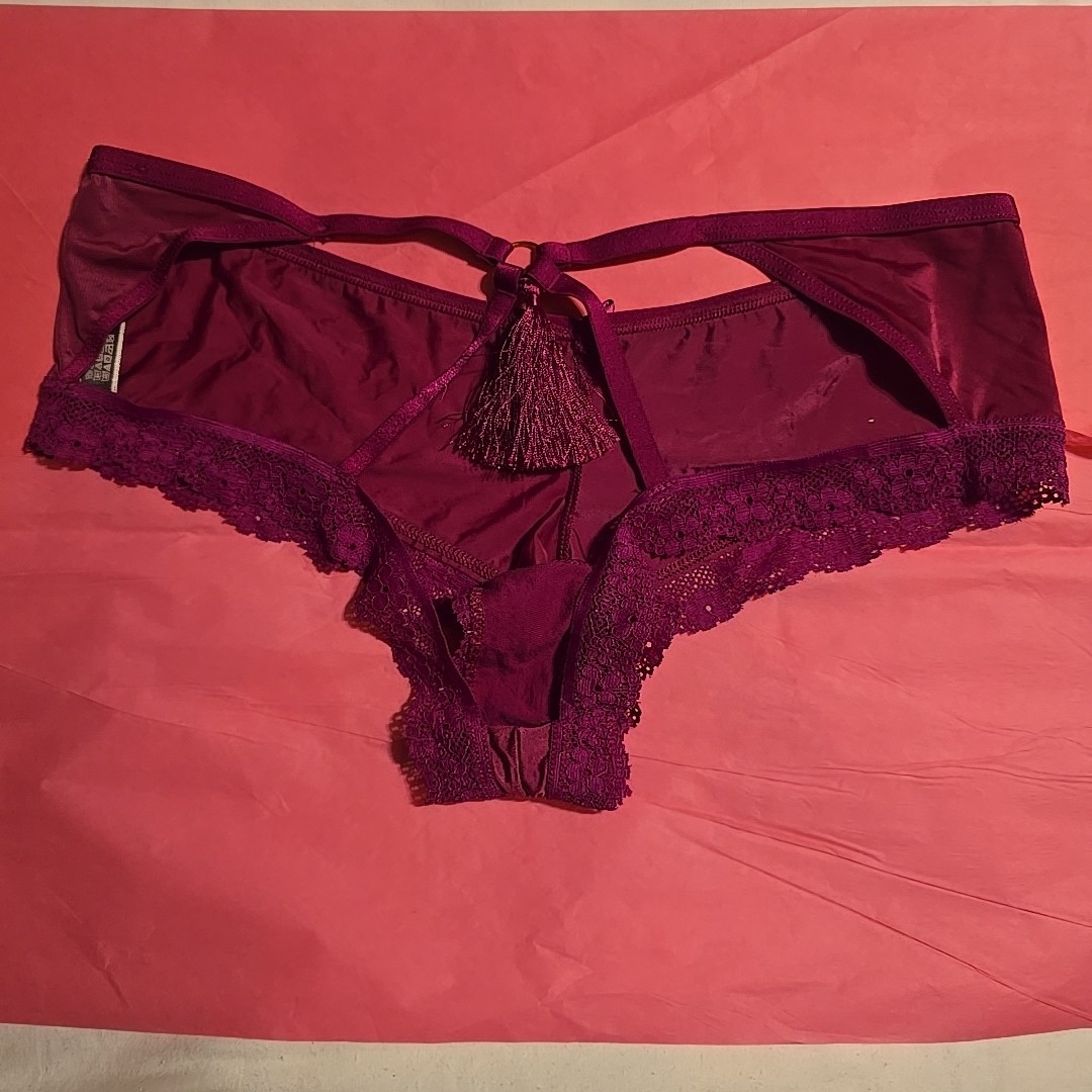 Victoria’s Secret Very Sexy Cheeky Panties Med. Burgandy/Plum W/ Tassel On Back