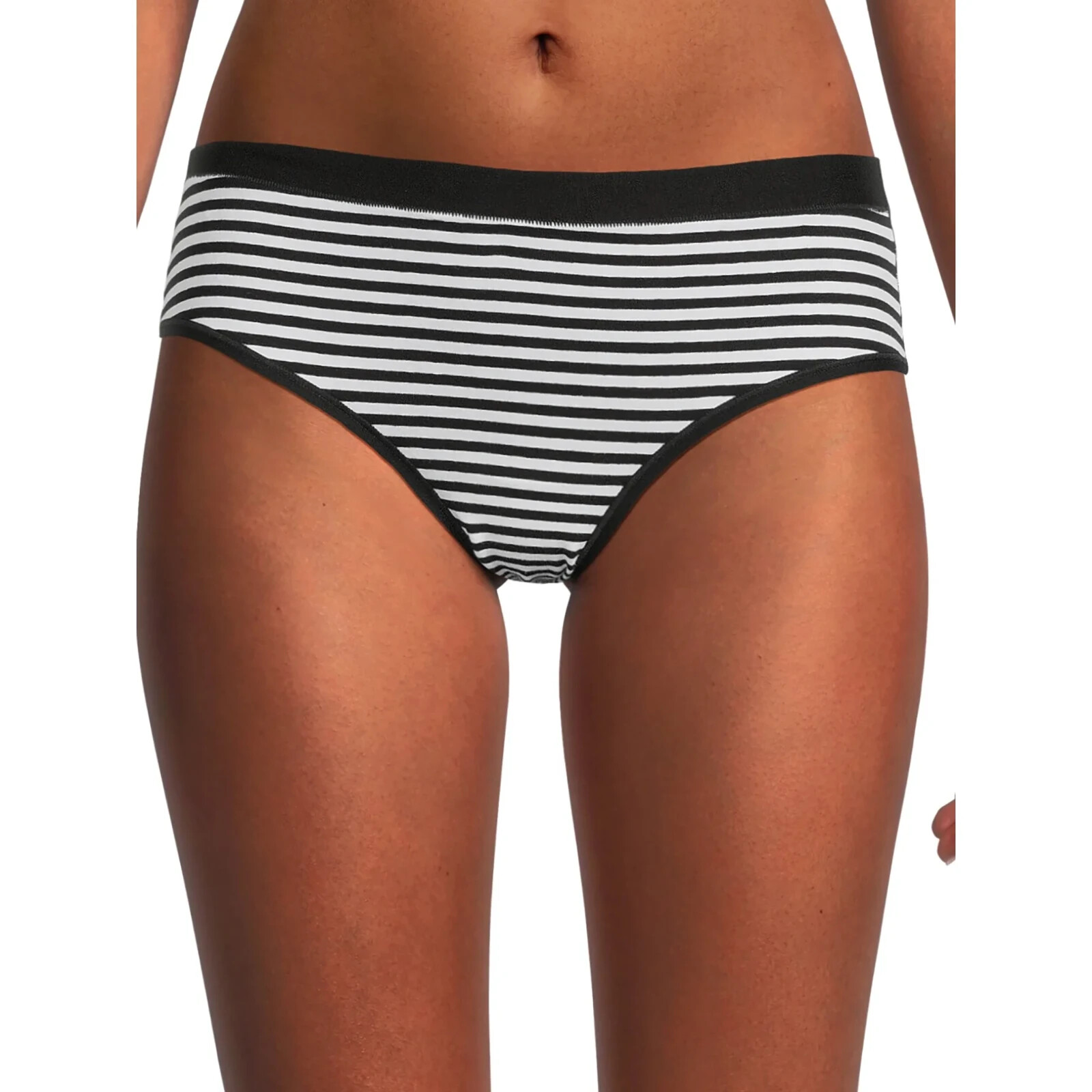 No Boundaries Women’s Cotton Hipster Panties Size SMALL Black White Stripe