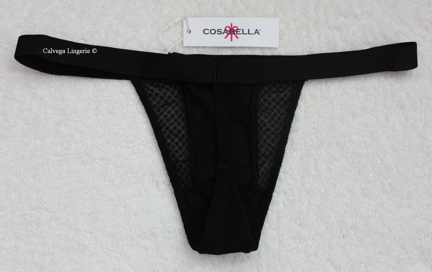 NWT COSABELLA BISOU0231 “Bisou” Low Rise Panel G-String Thong, Black, Italy, O/S