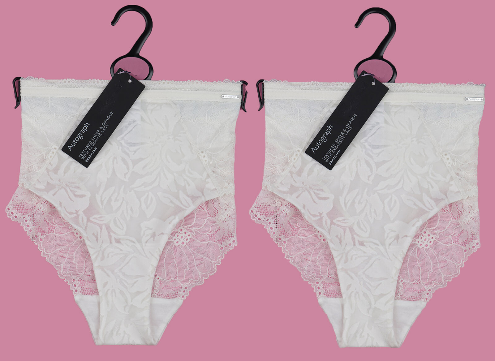 M&S Autograph Brazilian Knickers Cream Womens Size 22 x2 zz