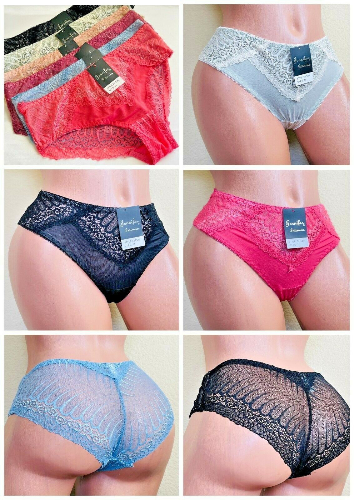 6-12 Women’s Bikini Cheeky Lace Hipster Sexy Knicker Panties JE53 Underwear S-XL