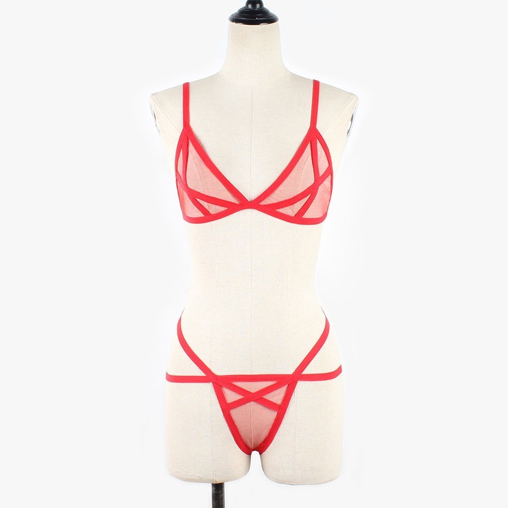 Bandage Bra Set M-2XL Mesh Nightwear Set Sexy Spandex Underwear Durable