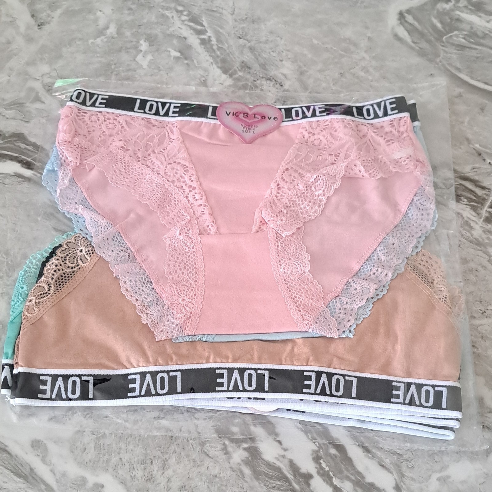 VKS Love Women’s Lace Brief Panties 4 Pack Multicolor Free Size Stretch