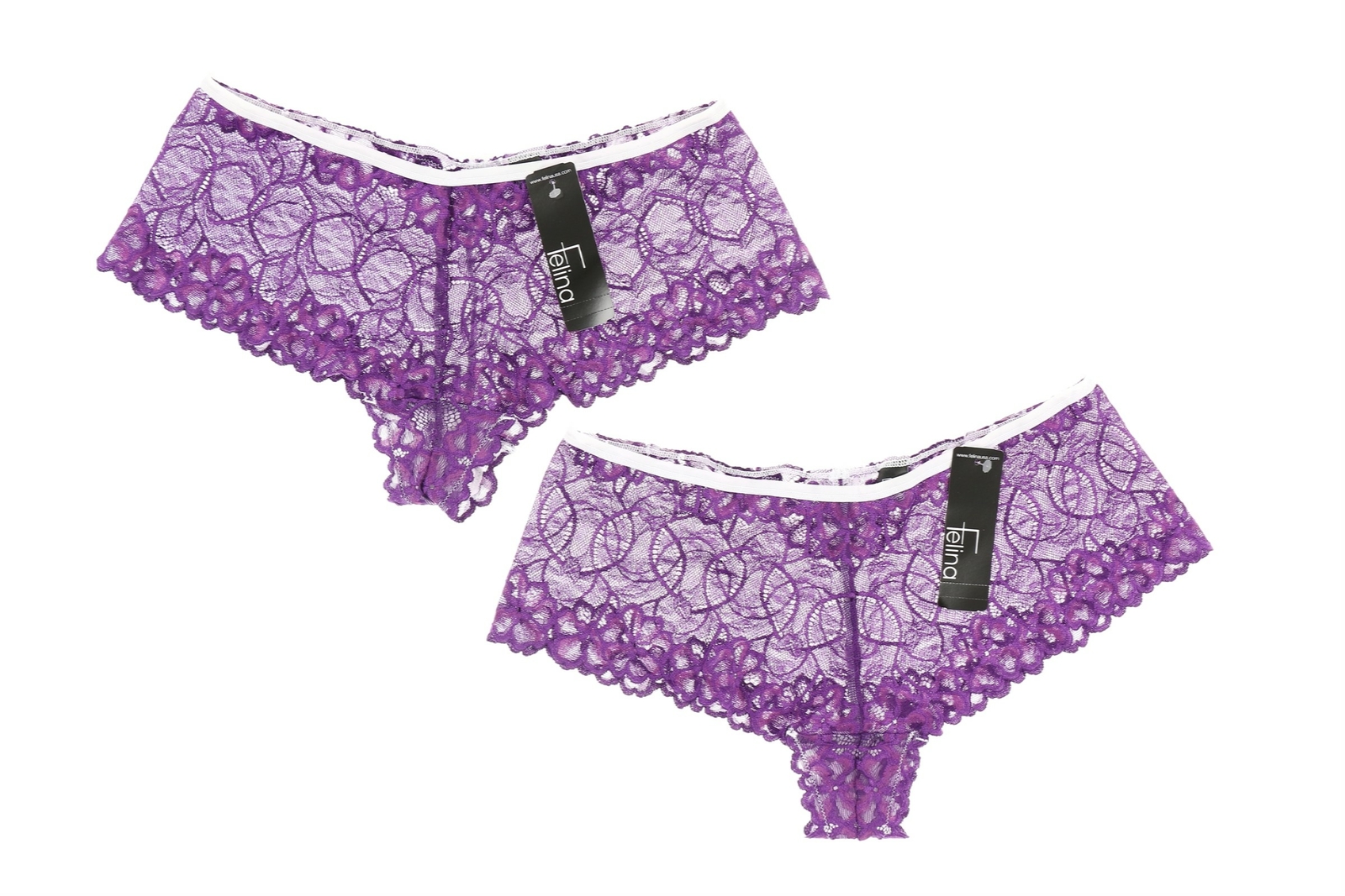 Felina 242140 Womens Underwear 2-Pack Lace Boyshorts Purple Size Large