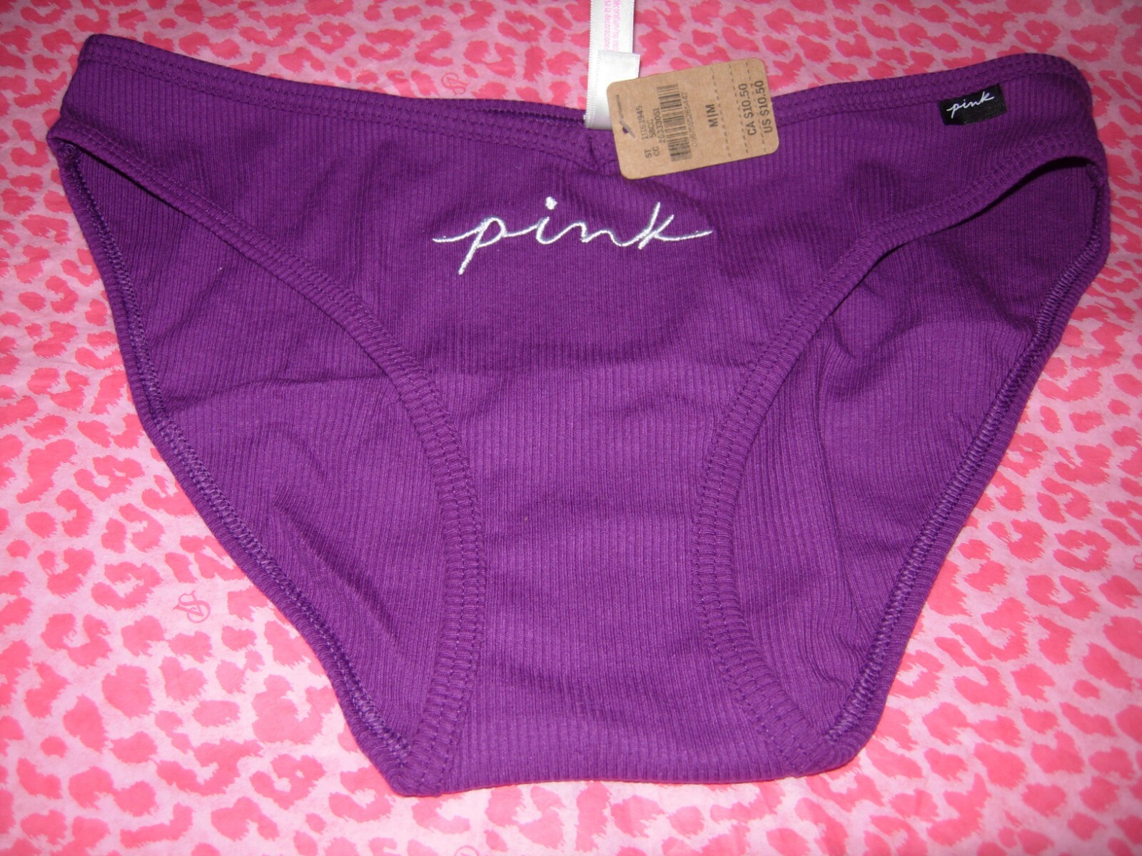 Victoria’s Secret PINK LOGO V-Cut Cotton Deep Purple Bikini Pantie S M XL NWT