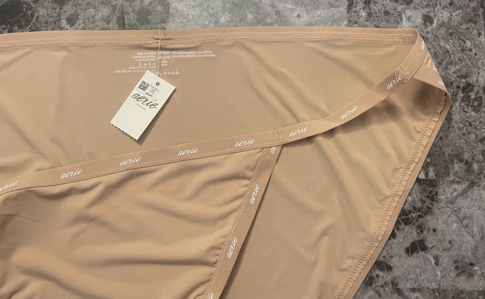 AERIE AMERICAN EAGLE XXL NUDE SMOOTH THIN NYLON SPANDEX STRING BIKINI PANTIES