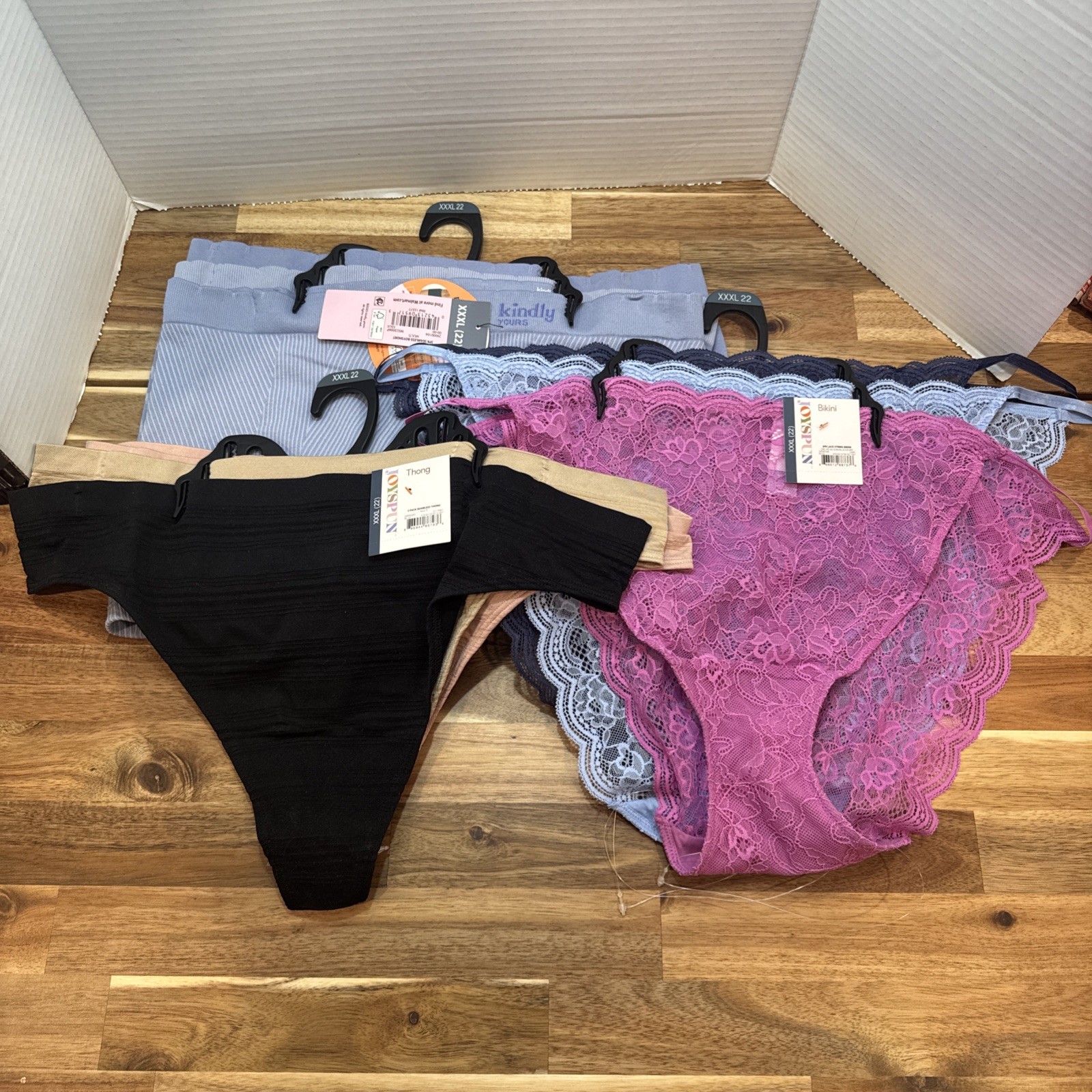 Joyspun 9 Pair Womens Cheeky Underwear Panties 3 Bikini 3 Thong &3 Boyshorts Lot