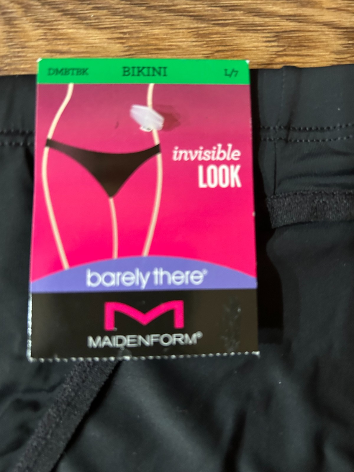 MAIDENFORM Barely There Black Invisible Look Bikini Panty Women Size Large / 7