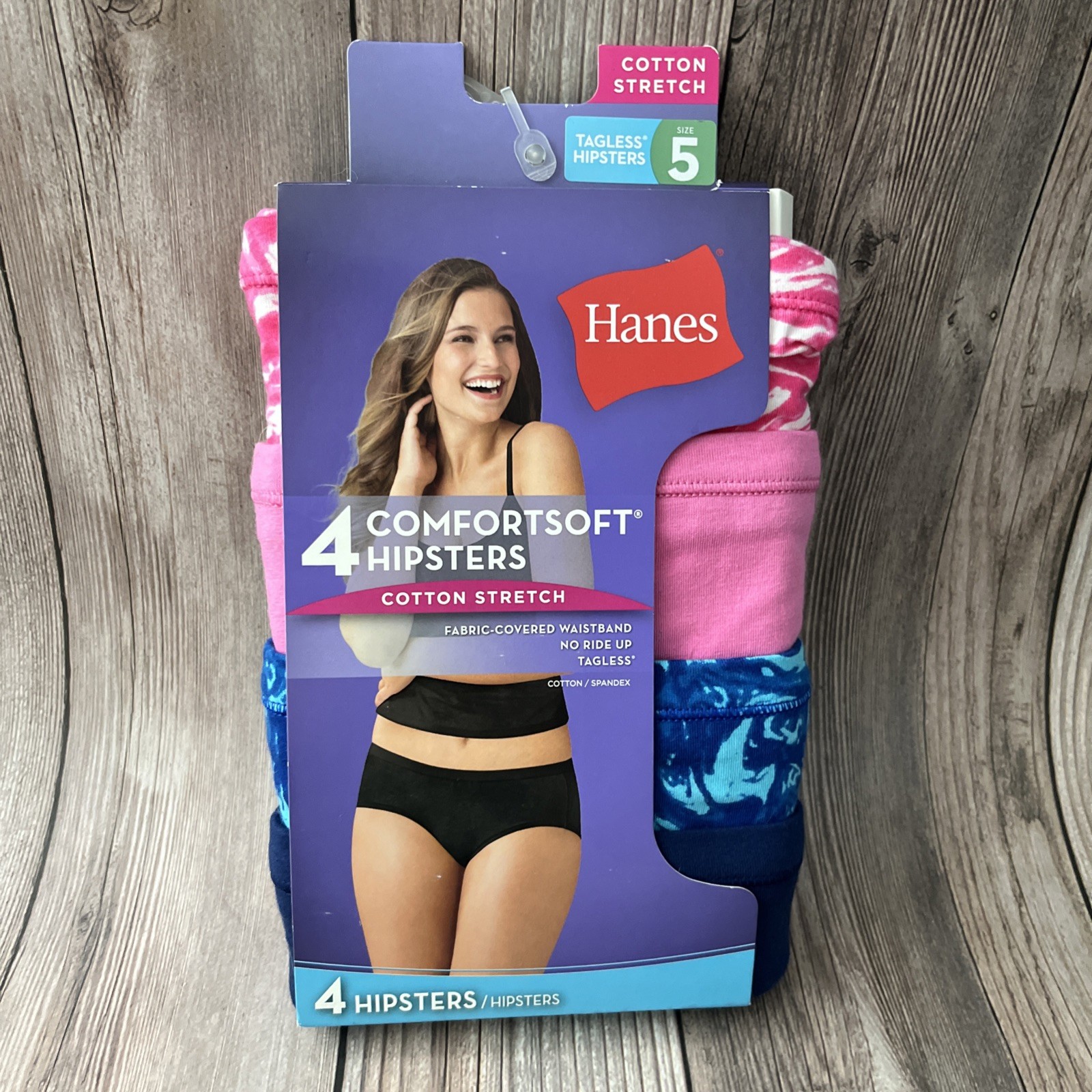 Hanes Woman’s Tagless Hipsters Underwear Size 5 Four Pack 2017 New Multi Colors