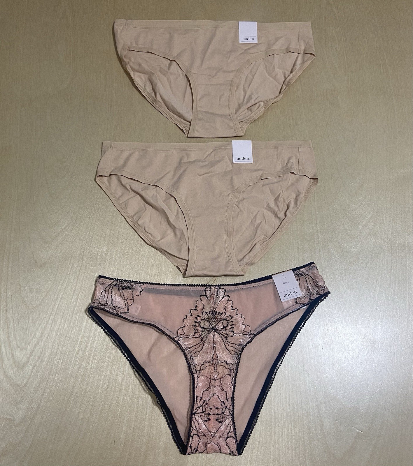 Auden Women’s Size Medium (8-10) Cotton Blend Soft Bikini Panties 3 Pack