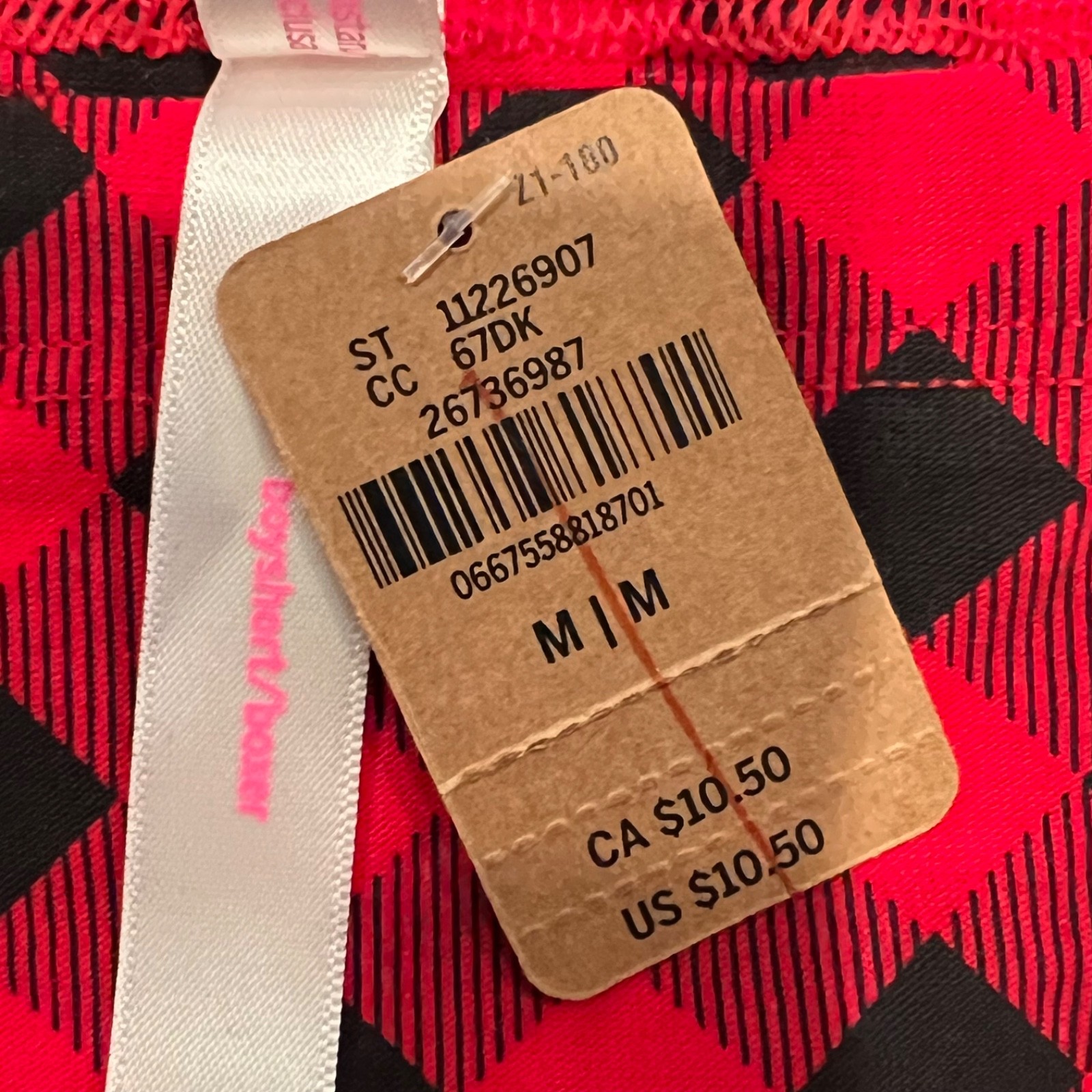 NWT VIXTORIA’S SECRET PINK Boyshort Boxer Sz M Red Black Checks Gold