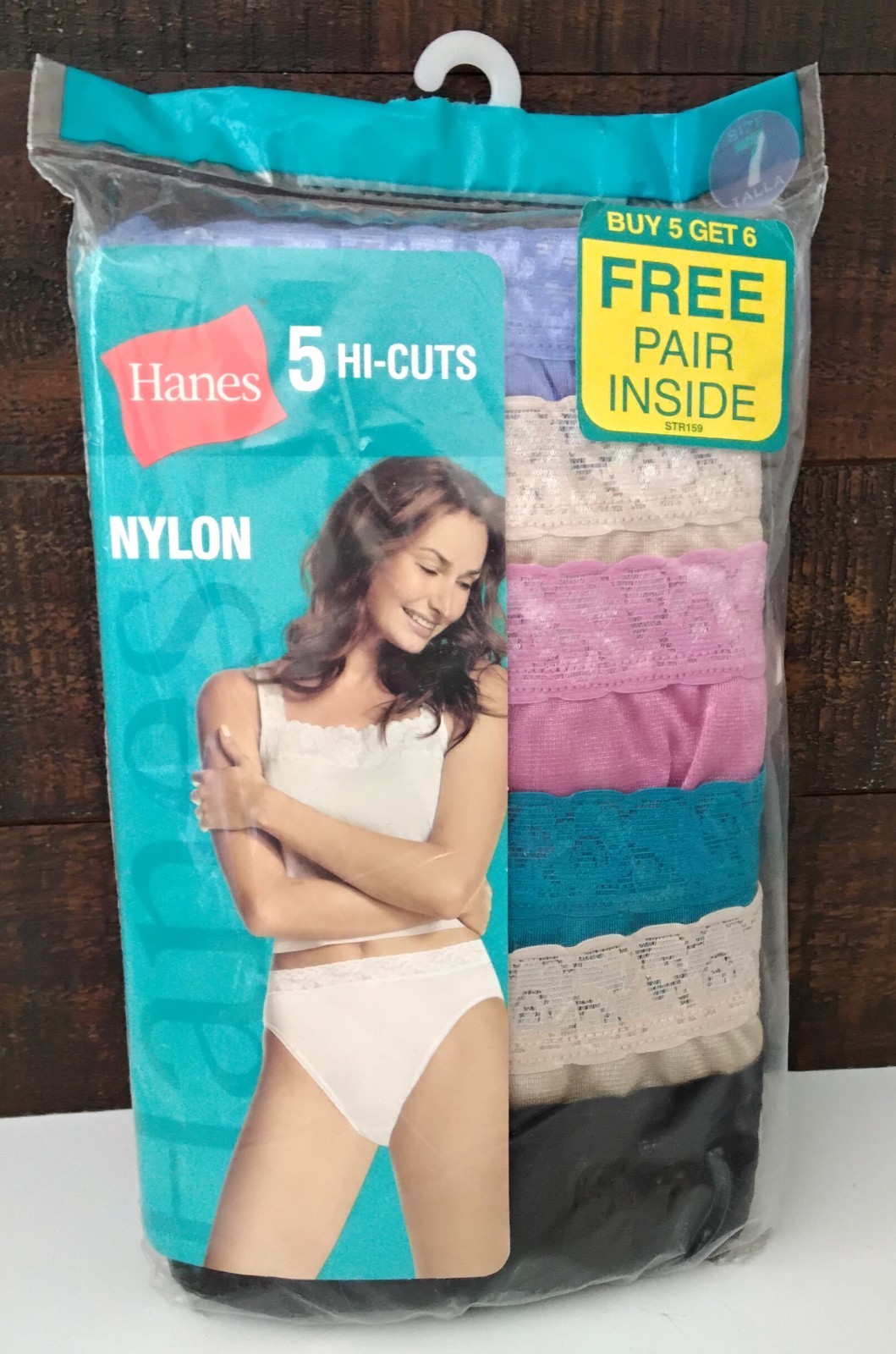 2007 New HAINES HI-CUTS NYLON Lace Waist Colored Panties Bonus 6 Pack Size 7