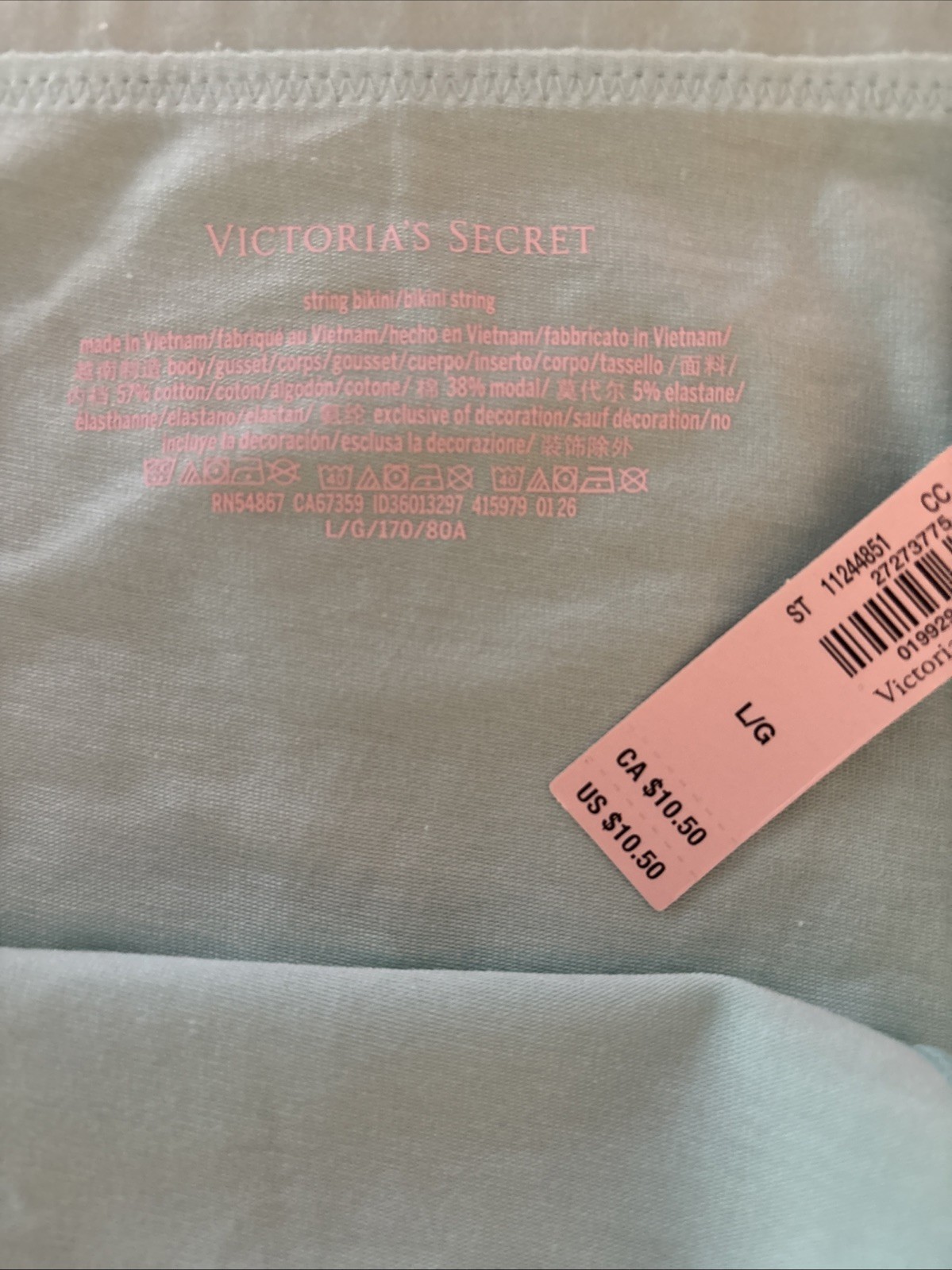 Victoria’s Secret Large Mint Green Cotton String Bikini Panty