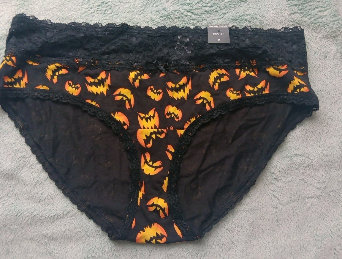 NWT TORRID Hipster Pantie Underwear Black Orange Pumpkin Halloween Size 0 Large