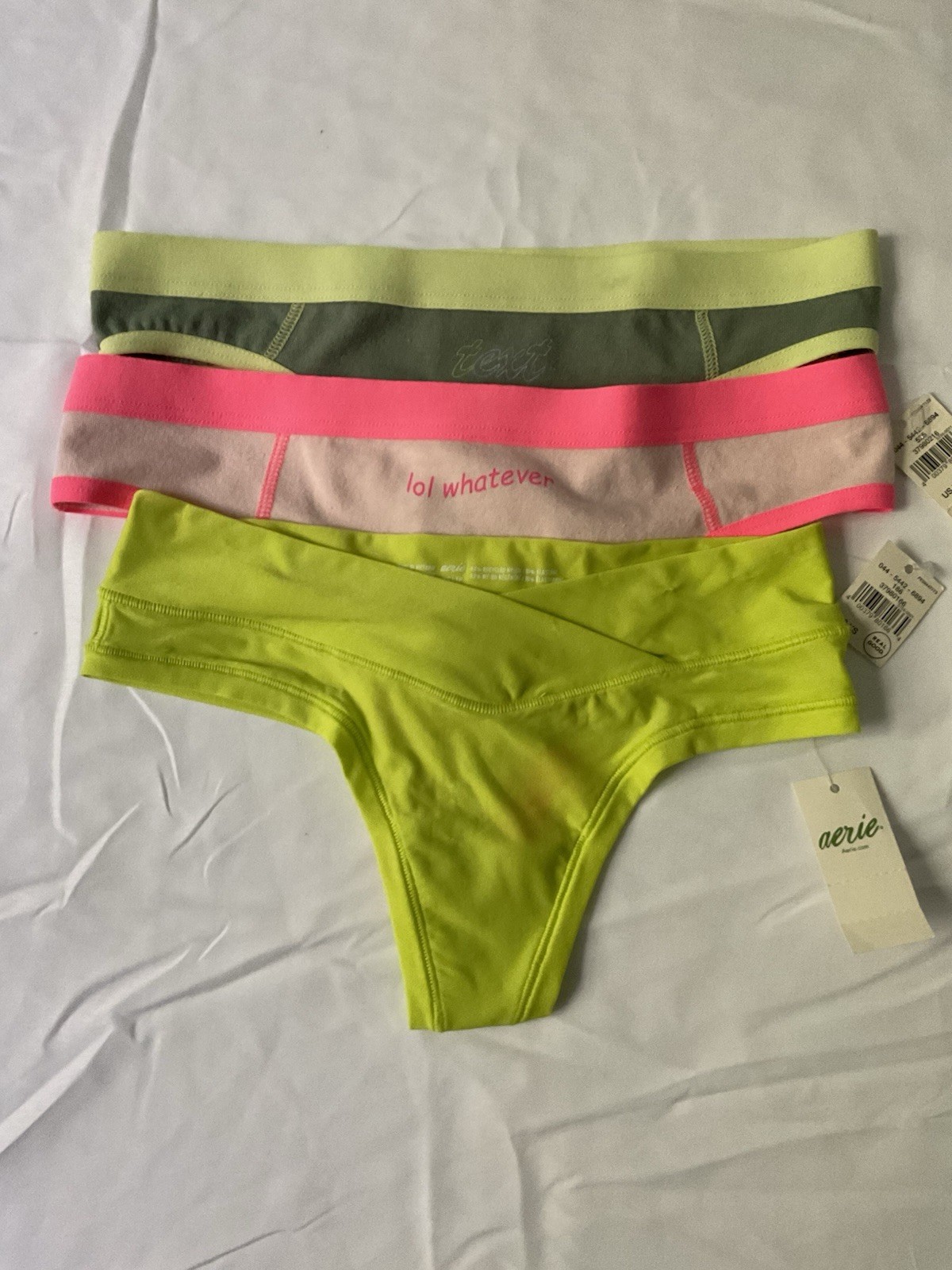 3 Pair of Aerie Thong Panties Size XS NWT Bright Colors Fast Shipping