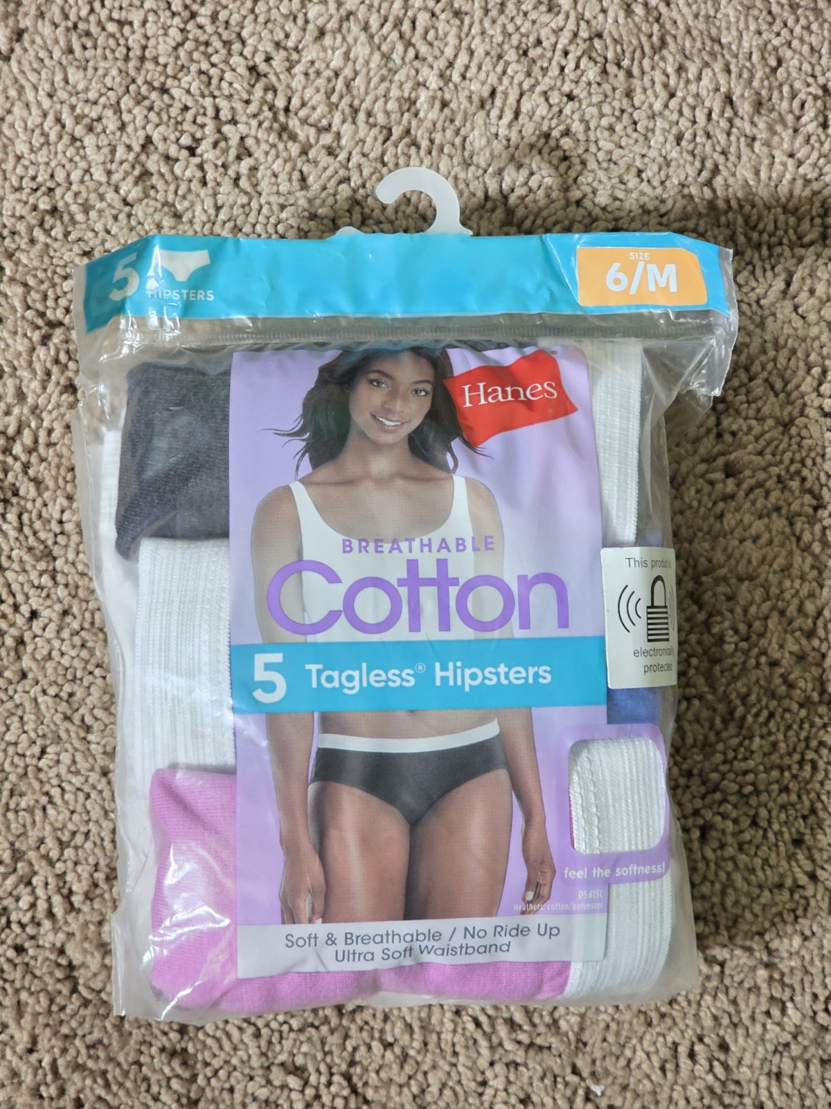 Ladies Hanes Breathable Cotton 5 Tagless Hipsters Size 6M