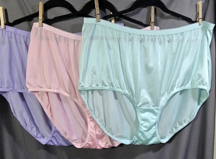 3pk Plus Size 12 Nylon Panties Full Coverage Nylon Briefs Granny Panty Full-Cut