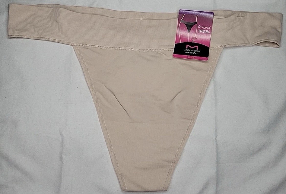 Maidenform Women’s Seamless Comfort Waistband Thong Panty, SandShell Size-2XL