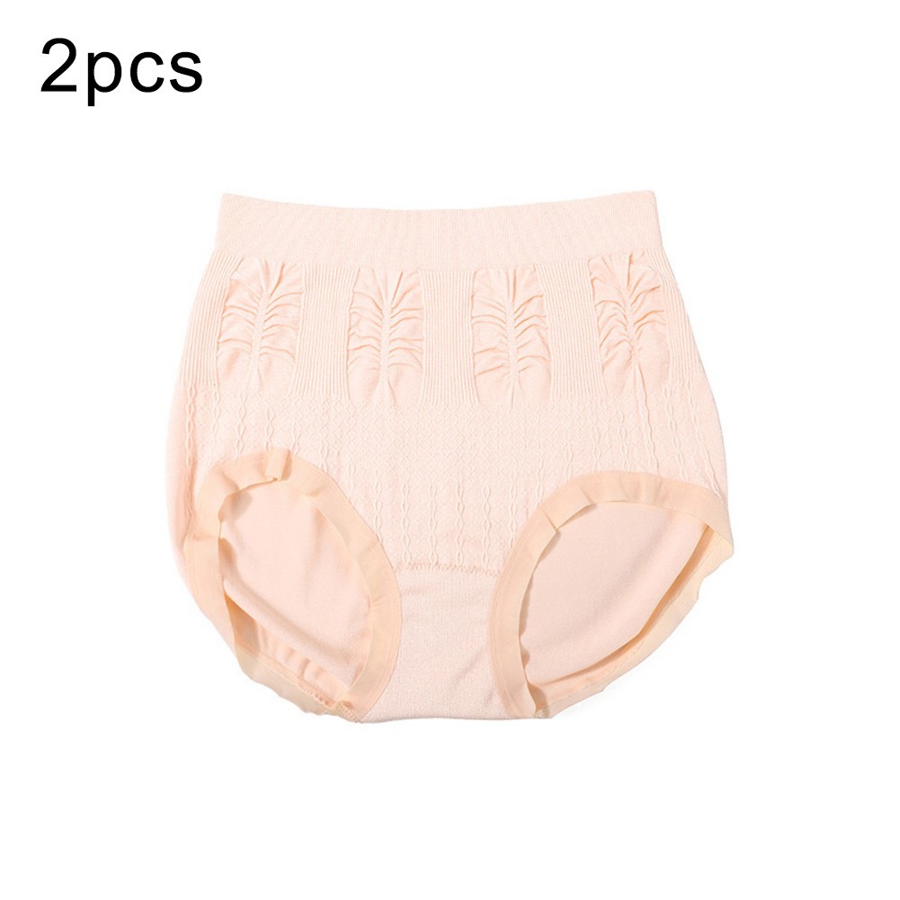 2 Pack Women Seamless Underwear High Waist Plus Size Nylon Spandex Blend