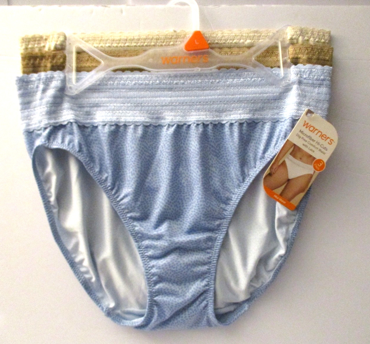 Warners Hi-Cut panties no pinching no problems mid waist 3-Pack size XL/8