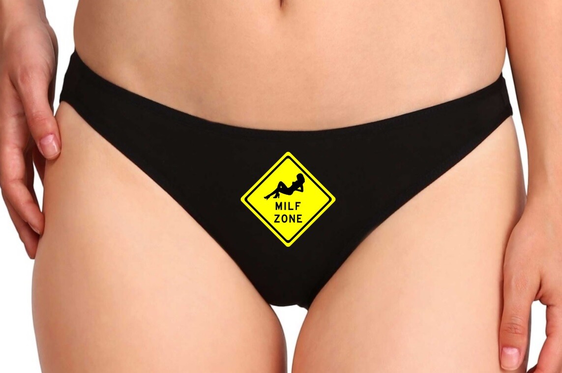 Sexy Road Sign Warning Parody Funny MILF Cosplay Slut Glow In Dark Novelty Thong