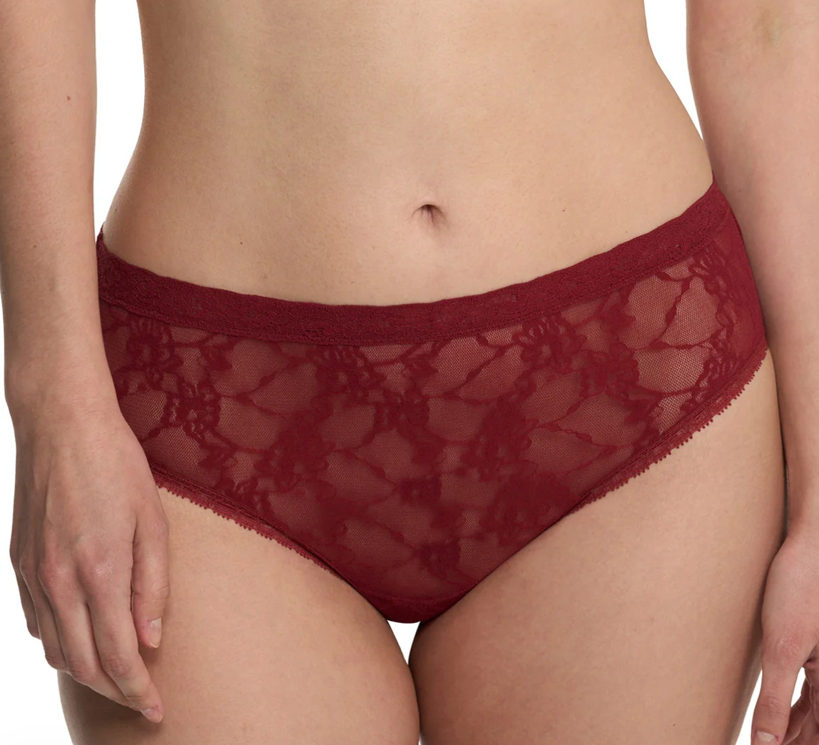 Natori One Size (S-XL) Bliss Allure Lace Girl Brief Panty 776303 Dark Red –NWT-