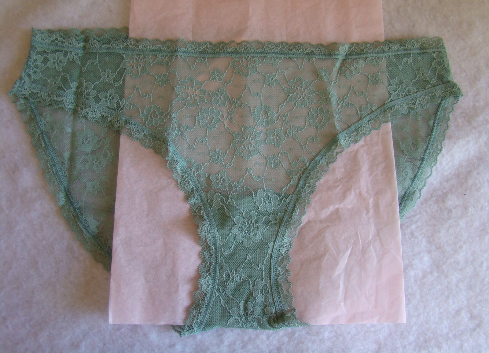 New Victoria’s Secret Fern Green Floral Lace with Lace Trim Bikini Panty