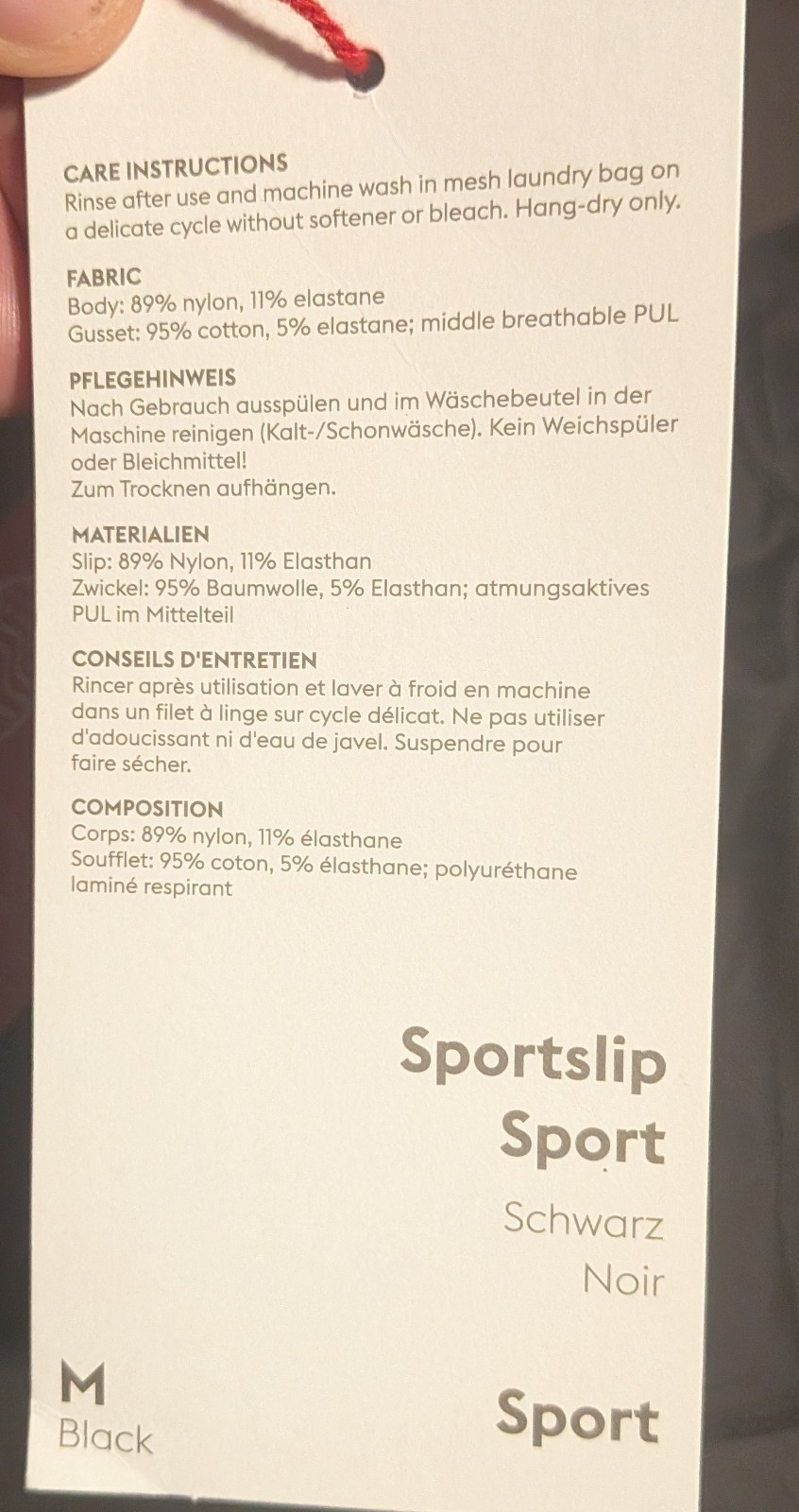 Thinx Sportslip Sport Moderate Period Underwear Panties in Black Size Medium NWT