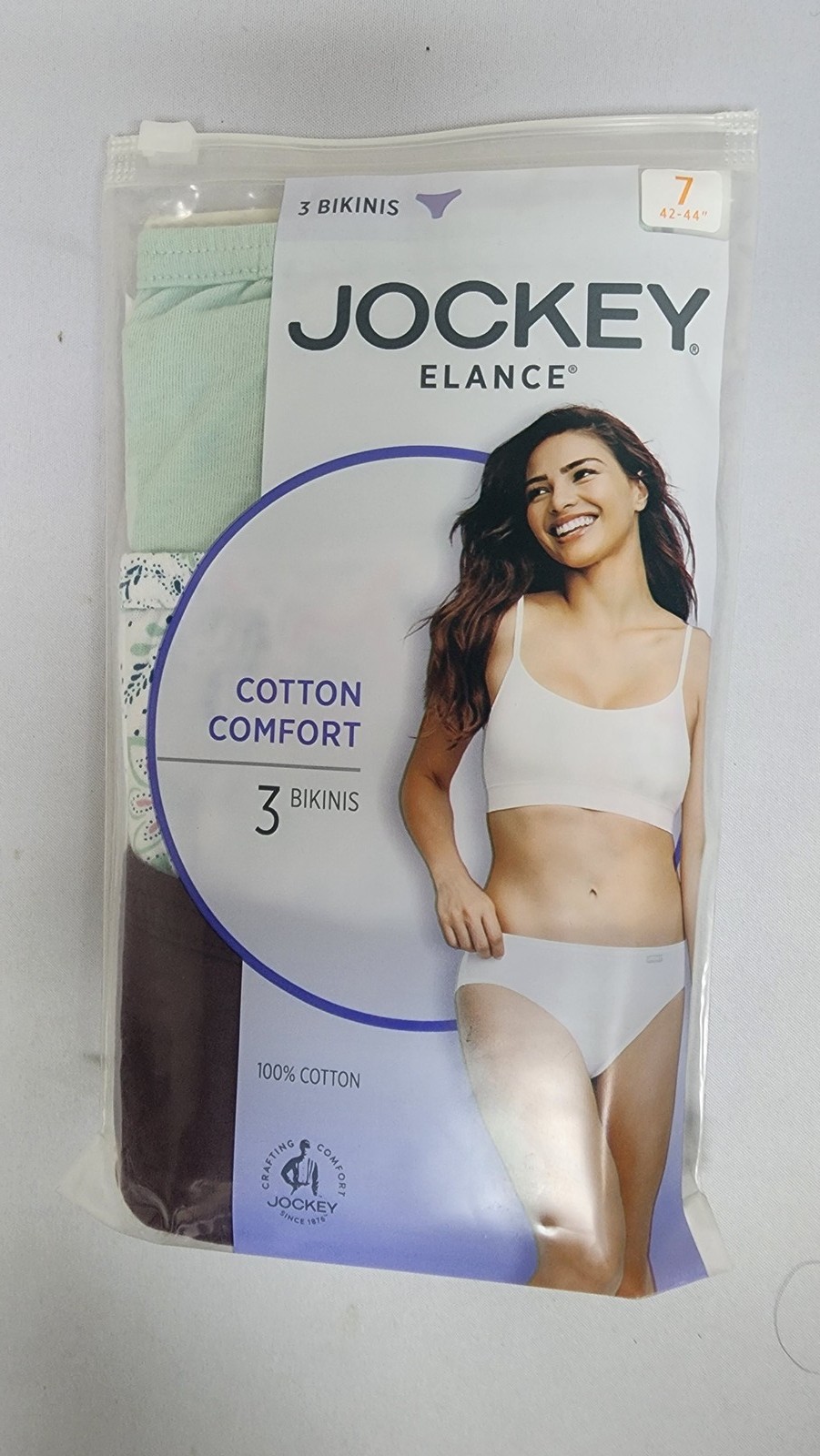 Jockey Elance Cotton Comfort Bikini Panties – Size 7 – 3 Pack Mixed Pinot Purp