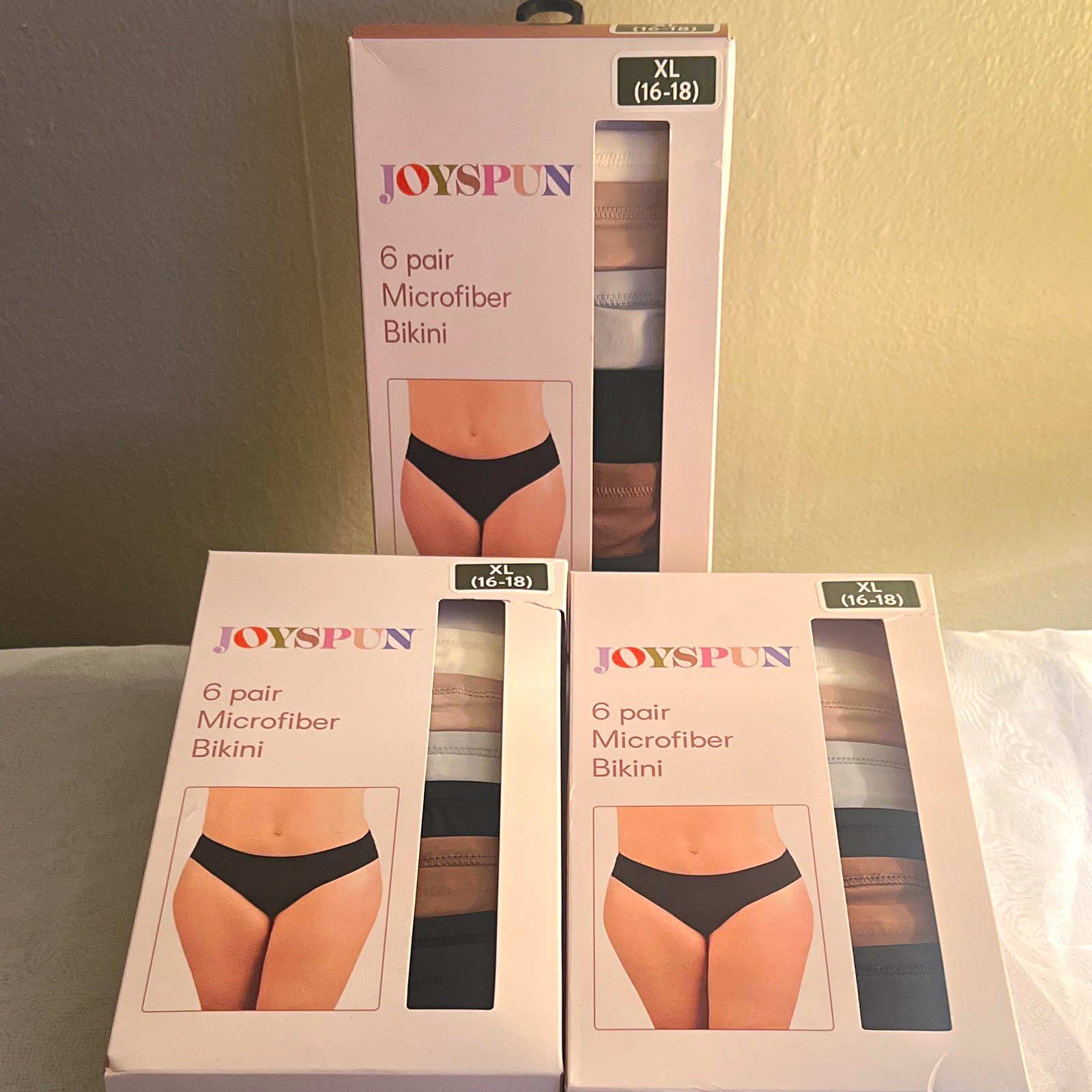 Joyspun Seamless Tagless No-Show Microfiber Bikini Panties 6 Pack XL (16-18)