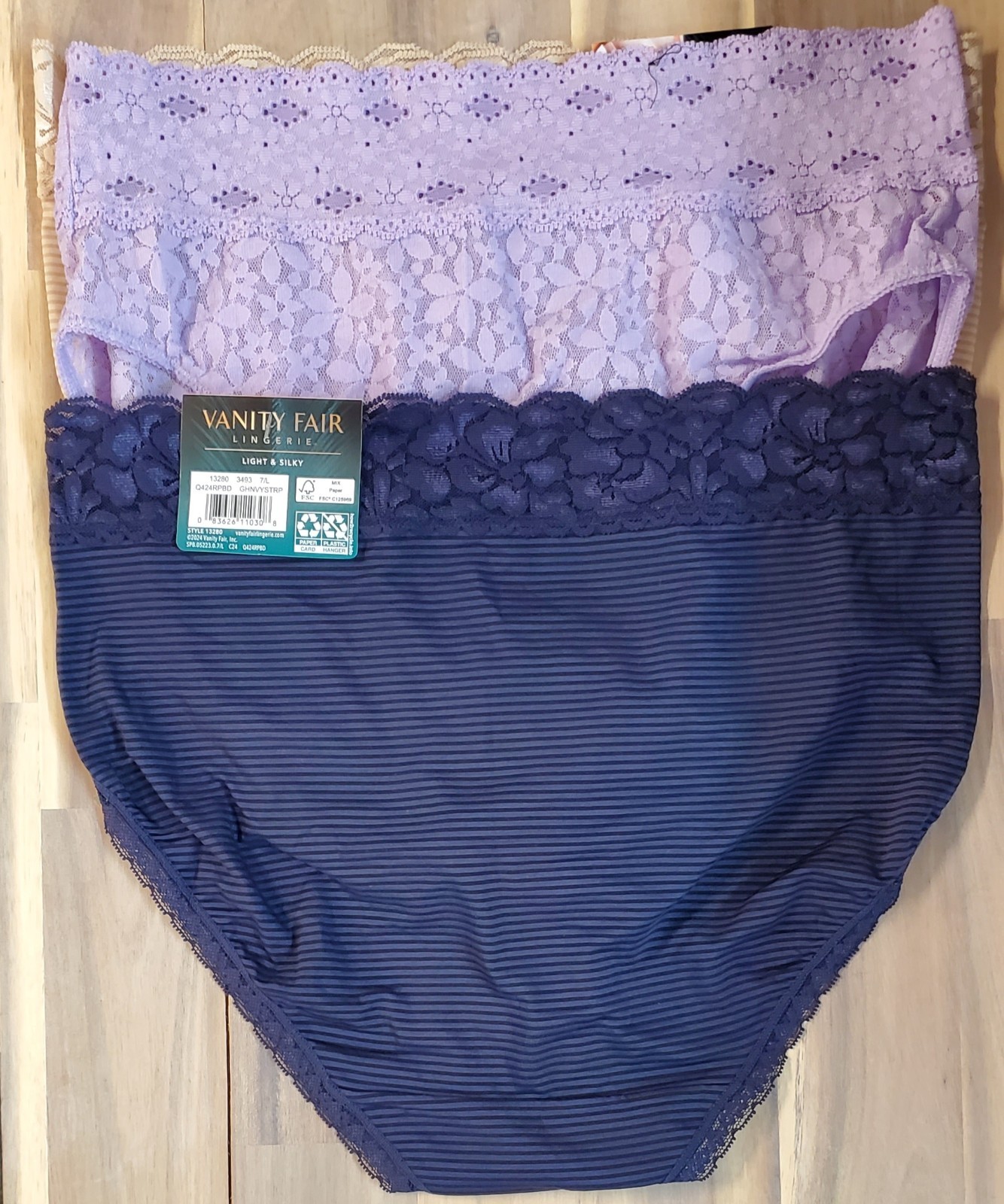 Lot of 3 Women’s Nylon/Spandex Hi-Cut Panties 2 Vanity Fair & 1 Wacoal Large