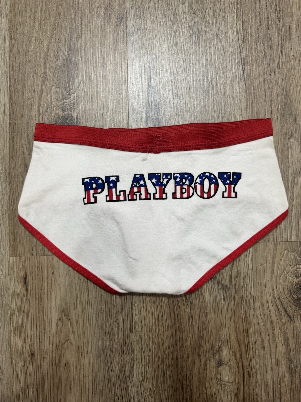 Y2K Vintage Playboy Bunny Head USA Flag Briefs Underwear Size S