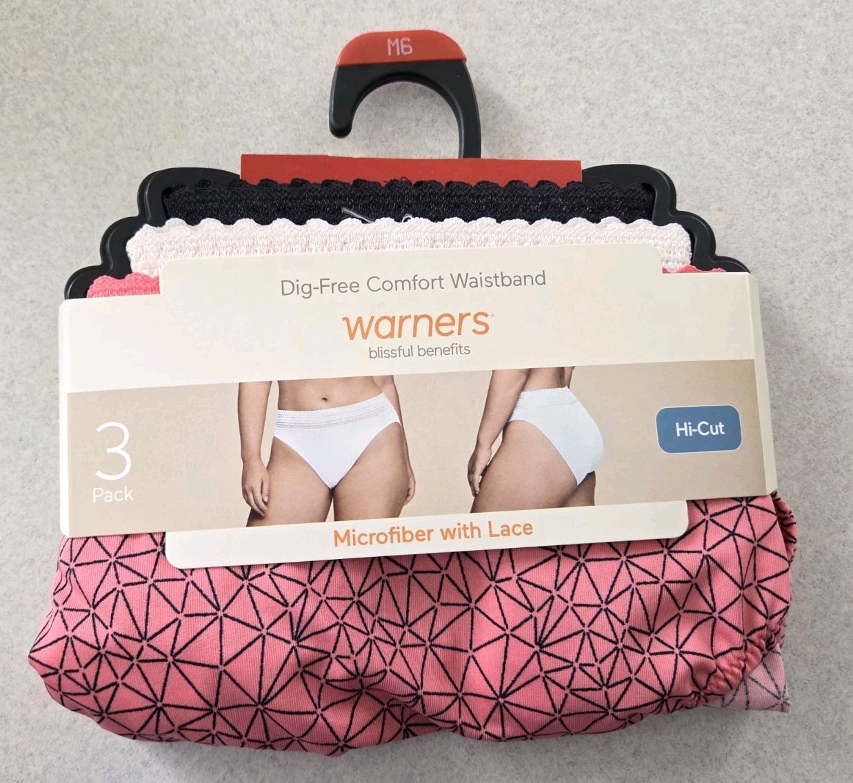Warner’s Blissful Benefits MEDIUM Microfiber Lace Hi-Cut Panties 3 PACK #10726