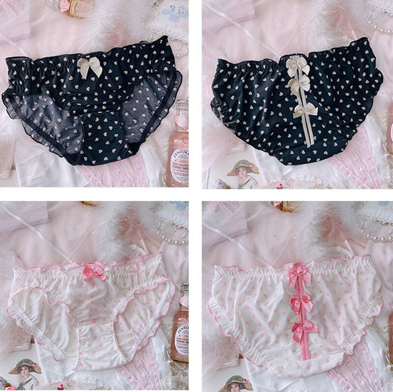 Japanese Lolita Sweet Bow Underpants Love Heart Waist Sexy Panties Briefs new