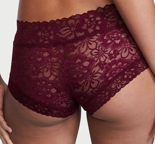 M L Raspberry KIR WIne FLORAL LACE THE LACIE Victorias Secret SHORTIE Pantie