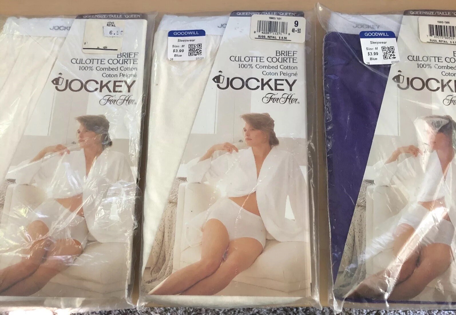 Vintage Jockey Women Brief 9 48-50″ Underwear 1994 Culotte Courte Combed Cotton
